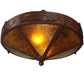 Meyda Lighting Rainbow Trout 16" 2-Light Rust Flush Mount Light With Amber Mica Shade Glass