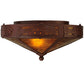 Meyda Lighting Rainbow Trout 16" 2-Light Rust Flush Mount Light With Amber Mica Shade Glass