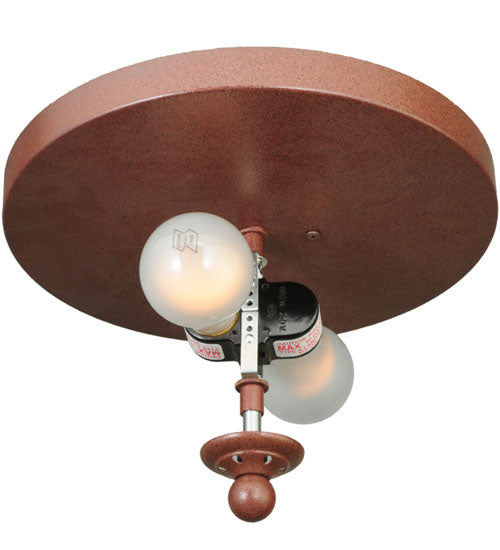 Meyda Lighting Rainbow Trout 16" 2-Light Rust Flush Mount Light With Amber Mica Shade Glass