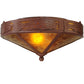 Meyda Lighting Rainbow Trout 16" 2-Light Rust Flush Mount Light With Amber Mica Shade Glass