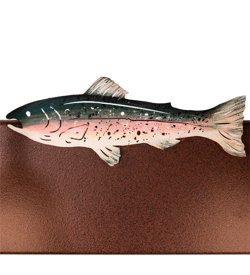 Meyda Lighting Rainbow Trout 33" 4-Light Rust & Painted Trout Vanity Light With White Shade Glass