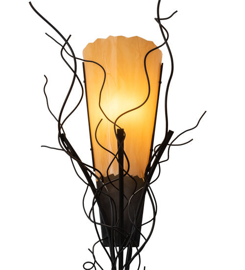 Meyda Lighting Rama 18" Blackwash Wall Sconce With Amber Tawnyrock Idalight Shade Glass