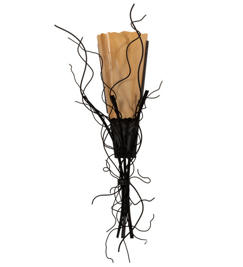 Meyda Lighting Rama 18" Blackwash Wall Sconce With Amber Tawnyrock Idalight Shade Glass