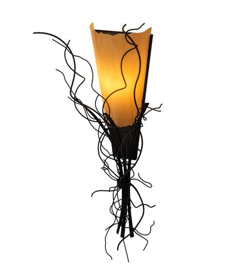 Meyda Lighting Rama 18" Blackwash Wall Sconce With Amber Tawnyrock Idalight Shade Glass