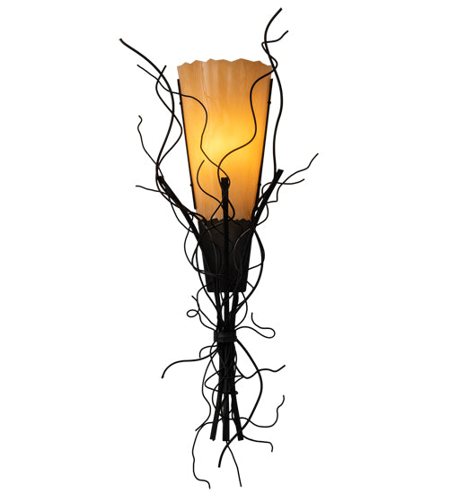 Meyda Lighting Rama 18" Blackwash Wall Sconce With Amber Tawnyrock Idalight Shade Glass