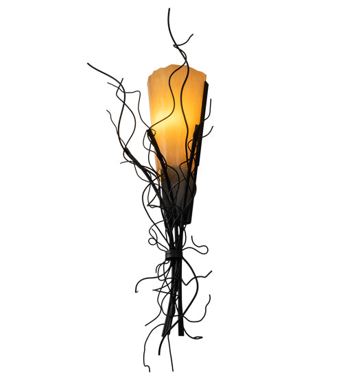 Meyda Lighting Rama 18" Blackwash Wall Sconce With Amber Tawnyrock Idalight Shade Glass