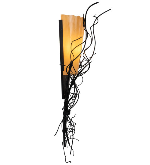 Meyda Lighting Rama 18" Blackwash Wall Sconce With Amber Tawnyrock Idalight Shade Glass