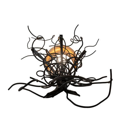 Meyda Lighting Rama 18" Blackwash Wall Sconce With Amber Tawnyrock Idalight Shade Glass