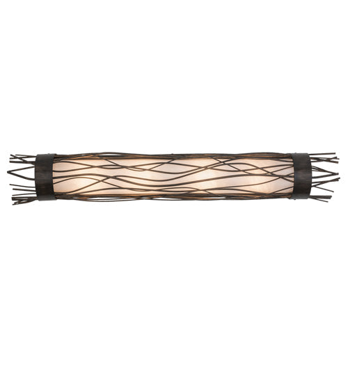 Meyda Lighting Rama 36" 4-Light Delmonico Bronze Vanity Light With Fleshtone Idalight Shade Glass