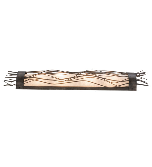 Meyda Lighting Rama 36" 4-Light Delmonico Bronze Vanity Light With Fleshtone Idalight Shade Glass