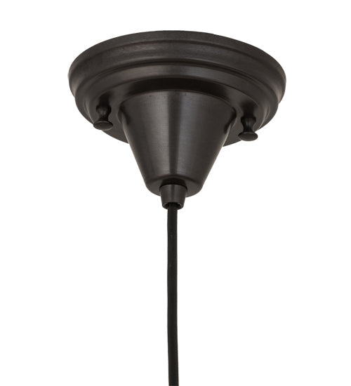 Meyda Lighting Ramoscelli 10" Craftsman Brown Pendant Light With White Iridescent & Black Streamers Shade Glass