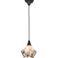 Meyda Lighting Ramoscelli 10" Craftsman Brown Pendant Light With White Iridescent & Black Streamers Shade Glass