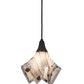 Meyda Lighting Ramoscelli 10" Craftsman Brown Pendant Light With White Iridescent & Black Streamers Shade Glass