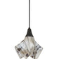 Meyda Lighting Ramoscelli 10" Craftsman Brown Pendant Light With White Iridescent & Black Streamers Shade Glass