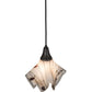 Meyda Lighting Ramoscelli 10" Craftsman Brown Pendant Light With White Iridescent & Black Streamers Shade Glass
