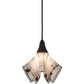 Meyda Lighting Ramoscelli 10" Craftsman Brown Pendant Light With White Iridescent & Black Streamers Shade Glass