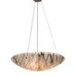 Meyda Lighting Ramoscelli 30" 3-Light Nickel Inverted Pendant Light With White Iridescent & Black Shade Glass