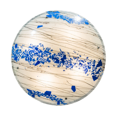 Meyda Lighting Ramoscelli 30" 4-Light Brushed Nickel Inverted Pendant Light With Blue & White Iridescent Shade Glass