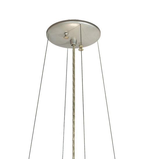 Meyda Lighting Ramoscelli 30" 4-Light Brushed Nickel Inverted Pendant Light With Blue & White Iridescent Shade Glass