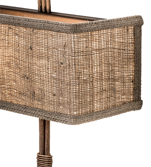 Meyda Lighting Ramus 14" 2-Light Cafe Noir Wall Sconce With Beige Burlap Textrene Shade