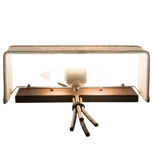 Meyda Lighting Ramus 14" 2-Light Cafe Noir Wall Sconce With Beige Burlap Textrene Shade