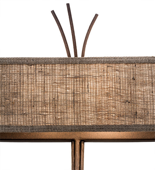 Meyda Lighting Ramus 14" 2-Light Cafe Noir Wall Sconce With Beige Burlap Textrene Shade