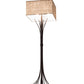 Meyda Lighting Ramus 63" 4-Light Cafe Noir Floor Lamp With Beige Burlap Textrene Shade