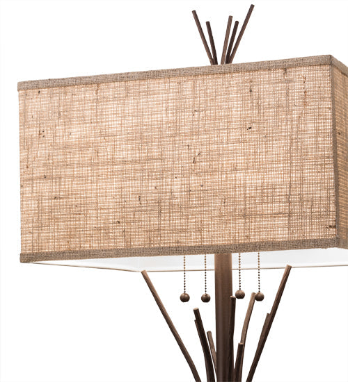 Meyda Lighting Ramus 63" 4-Light Cafe Noir Floor Lamp With Beige Burlap Textrene Shade