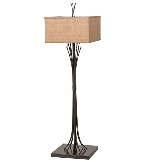 Meyda Lighting Ramus 63" 4-Light Timeless Bronze Floor Lamp With Beige Burlap Textrene Shade