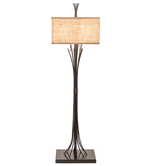 Meyda Lighting Ramus 63" 4-Light Timeless Bronze Floor Lamp With Beige Burlap Textrene Shade