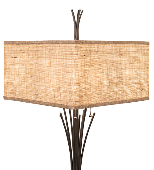 Meyda Lighting Ramus 63" 4-Light Timeless Bronze Floor Lamp With Beige Burlap Textrene Shade