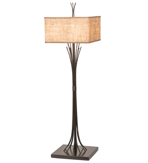 Meyda Lighting Ramus 63" 4-Light Timeless Bronze Floor Lamp With Beige Burlap Textrene Shade