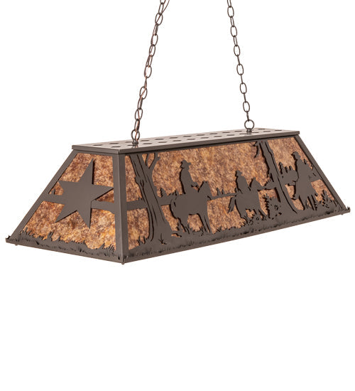 Meyda Lighting Ranch and Star 48" 6-Light Timeless Bronze Island Pendant Light With Amber Mica Shade Glass