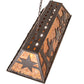 Meyda Lighting Ranch and Star 48" 6-Light Timeless Bronze Island Pendant Light With Amber Mica Shade Glass