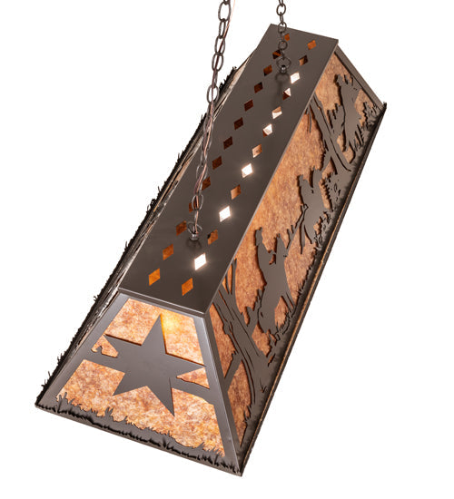 Meyda Lighting Ranch and Star 48" 6-Light Timeless Bronze Island Pendant Light With Amber Mica Shade Glass