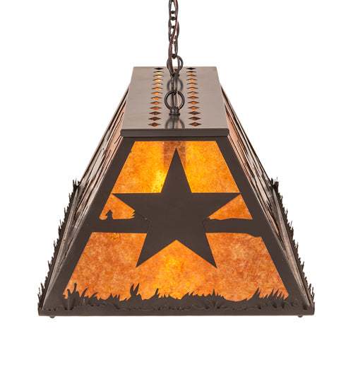 Meyda Lighting Ranch and Star 48" 6-Light Timeless Bronze Island Pendant Light With Amber Mica Shade Glass