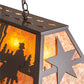 Meyda Lighting Ranch and Star 48" 6-Light Timeless Bronze Island Pendant Light With Amber Mica Shade Glass