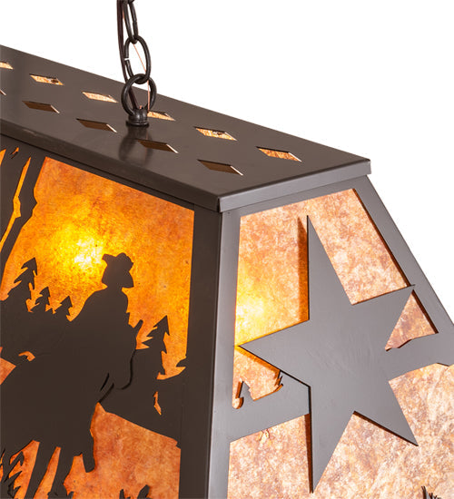 Meyda Lighting Ranch and Star 48" 6-Light Timeless Bronze Island Pendant Light With Amber Mica Shade Glass