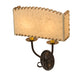 Meyda Lighting Ranchero 15" 2-Light Mahogany Bronze Wall Sconce With Beige Strawgrass Parchment Shade