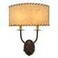 Meyda Lighting Ranchero 15" 2-Light Mahogany Bronze Wall Sconce With Beige Strawgrass Parchment Shade