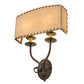 Meyda Lighting Ranchero 15" 2-Light Mahogany Bronze Wall Sconce With Beige Strawgrass Parchment Shade