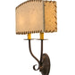 Meyda Lighting Ranchero 15" 2-Light Mahogany Bronze Wall Sconce With Beige Strawgrass Parchment Shade