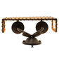 Meyda Lighting Ranchero 15" 2-Light Mahogany Bronze Wall Sconce With Beige Strawgrass Parchment Shade