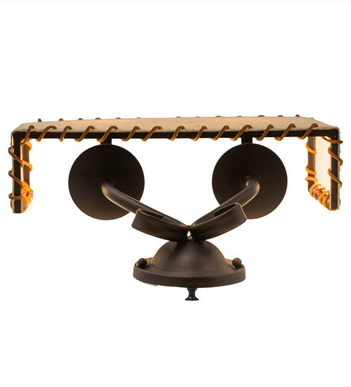 Meyda Lighting Ranchero 15" 2-Light Mahogany Bronze Wall Sconce With Beige Strawgrass Parchment Shade
