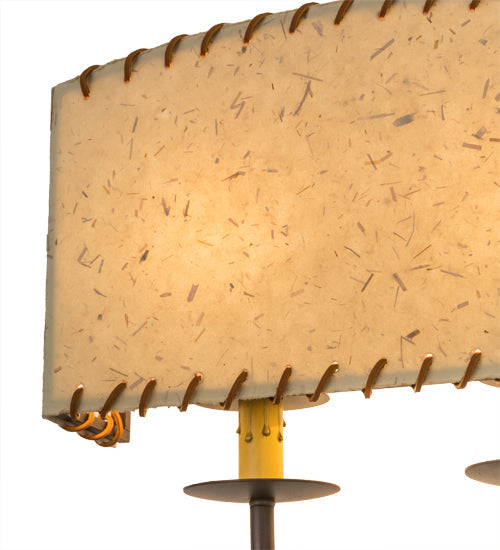 Meyda Lighting Ranchero 15" 2-Light Mahogany Bronze Wall Sconce With Beige Strawgrass Parchment Shade