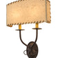 Meyda Lighting Ranchero 15" 2-Light Mahogany Bronze Wall Sconce With Beige Strawgrass Parchment Shade