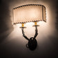 Meyda Lighting Ranchero 15" 2-Light Old Wrought Iron Wall Sconce With Cream Textrene Shade