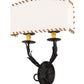 Meyda Lighting Ranchero 15" 2-Light Old Wrought Iron Wall Sconce With Cream Textrene Shade