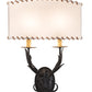Meyda Lighting Ranchero 15" 2-Light Old Wrought Iron Wall Sconce With Cream Textrene Shade