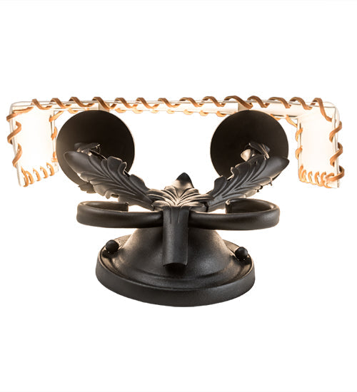 Meyda Lighting Ranchero 15" 2-Light Old Wrought Iron Wall Sconce With Cream Textrene Shade